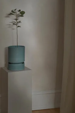 Hoff krukke, glaseret, Misty Blue