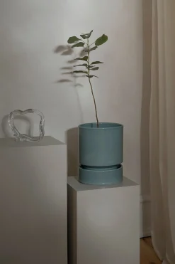 Hoff krukke, glaseret, Misty Blue