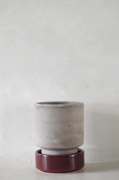 Hoff krukke, raw grey + Burgundy underskål