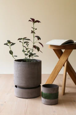 Hoff krukke, raw grey + raw grey underskål, gulvkrukke