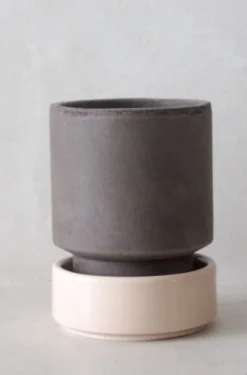 Hoff krukke, raw grey + rosa underskål, gulvkrukke