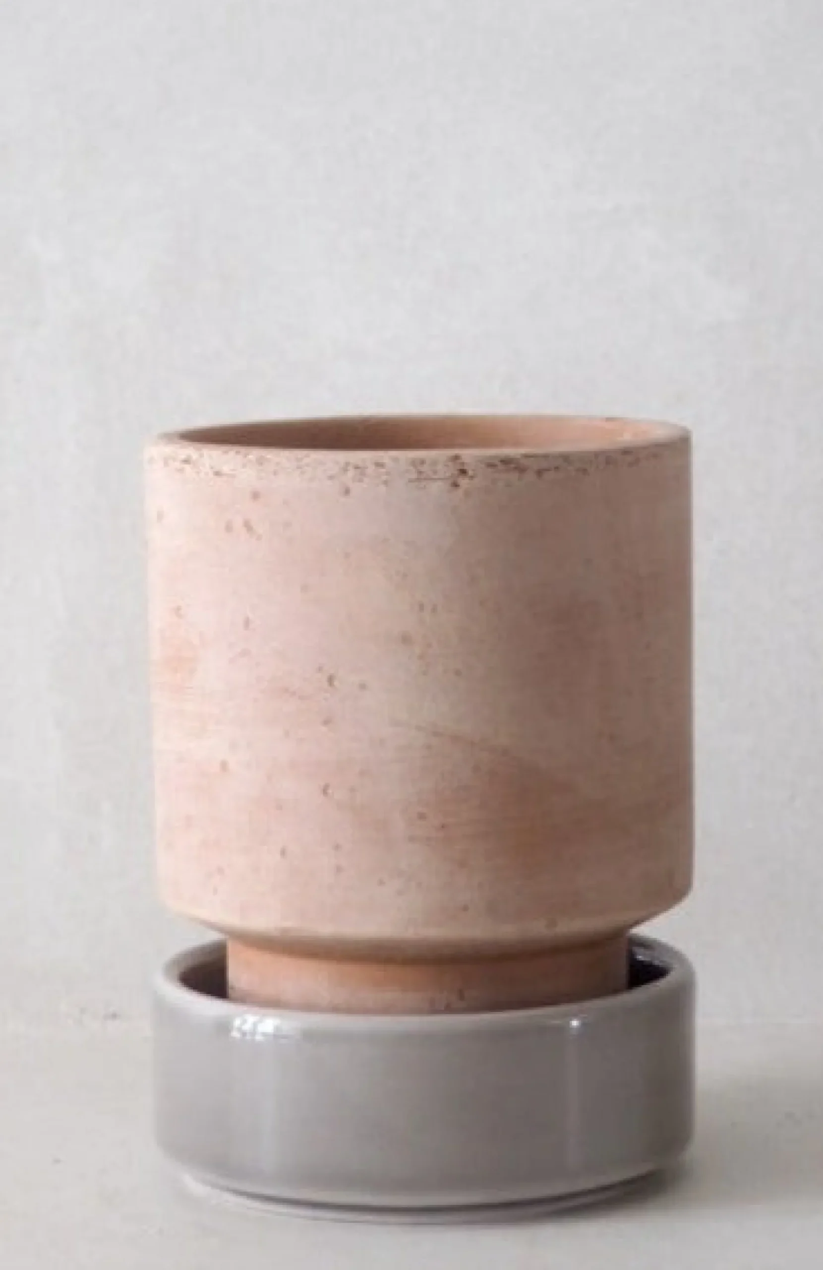 Hoff krukke, raw rosa + grå underskål, gulvkrukke