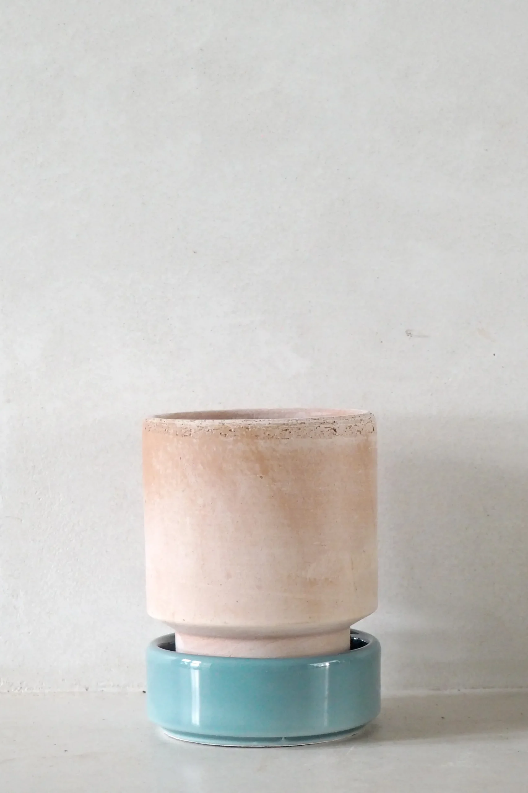 Hoff krukke, raw rosa + Misty Blue underskål