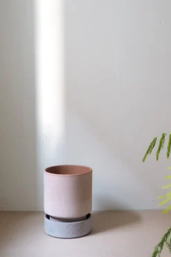 Hoff krukke, raw rosa + raw grey underskål, gulvkrukke